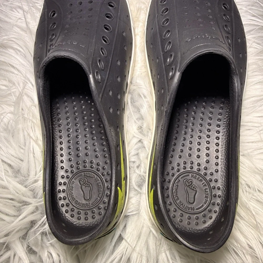Native Kids Black Water Shoes with Neon Yellow Accent